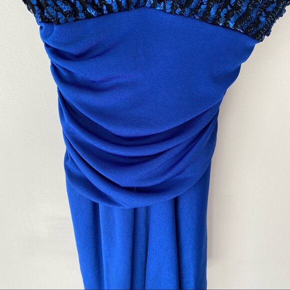 Climax By David Howard Vintage Disco Blue Sequin Dress size small 7/8 - Picture 3 of 8